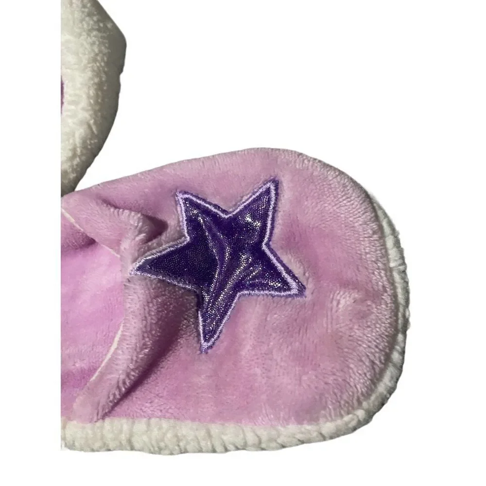Rainbow Girls Purple White Unicorn Trapper Hat and Mitten Set All In One Size S